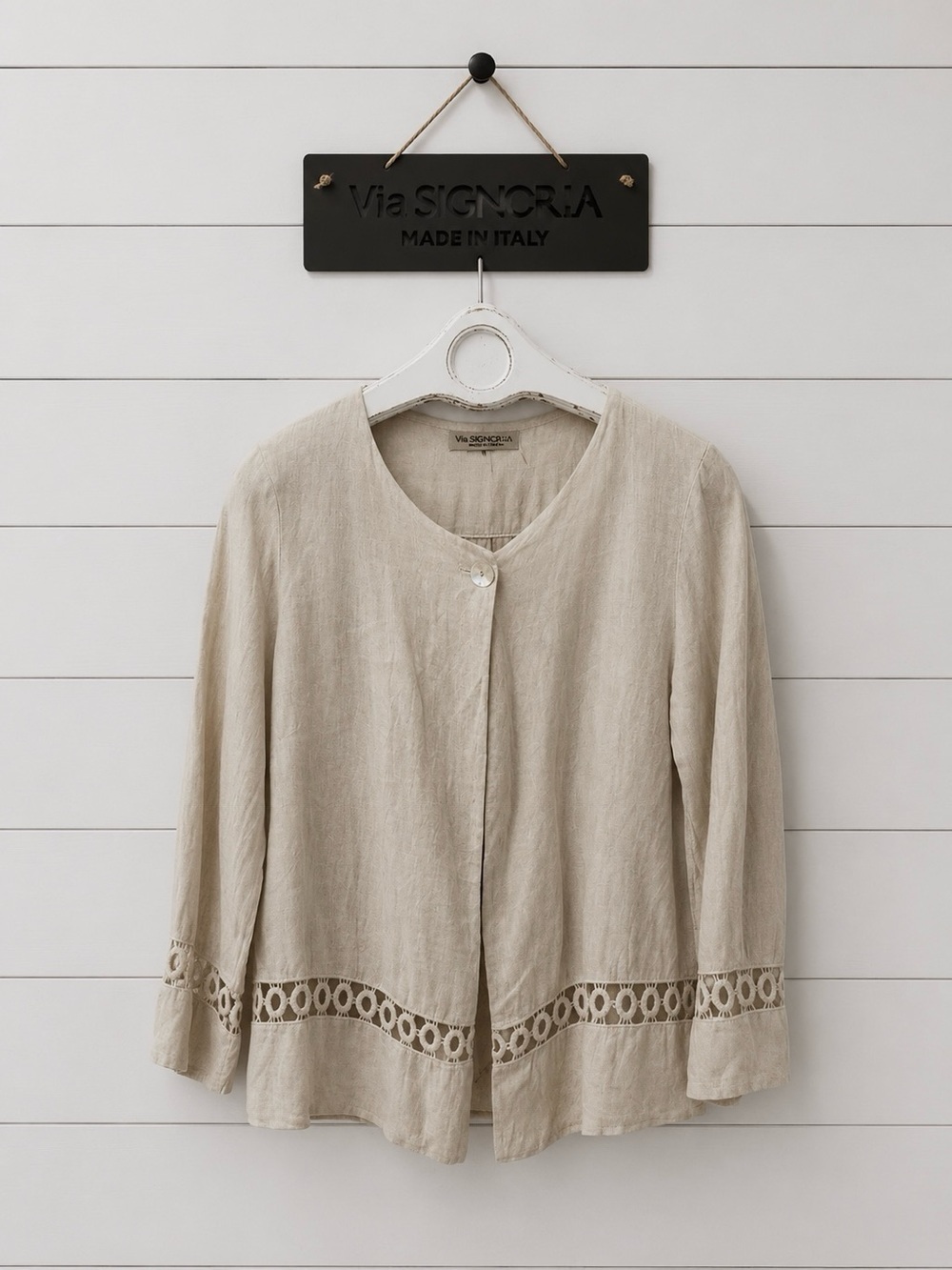 VIA SIGNORIA – Linen Cardigan (Made in Italy) Small